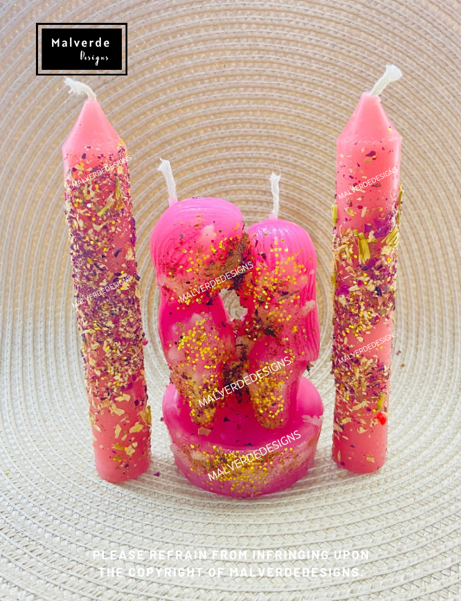 Love candles, couple candles set, love spell, Attraction, Think of me, Velas de amor, Juego de velas de pareja, Hechizo de amor, Atracción