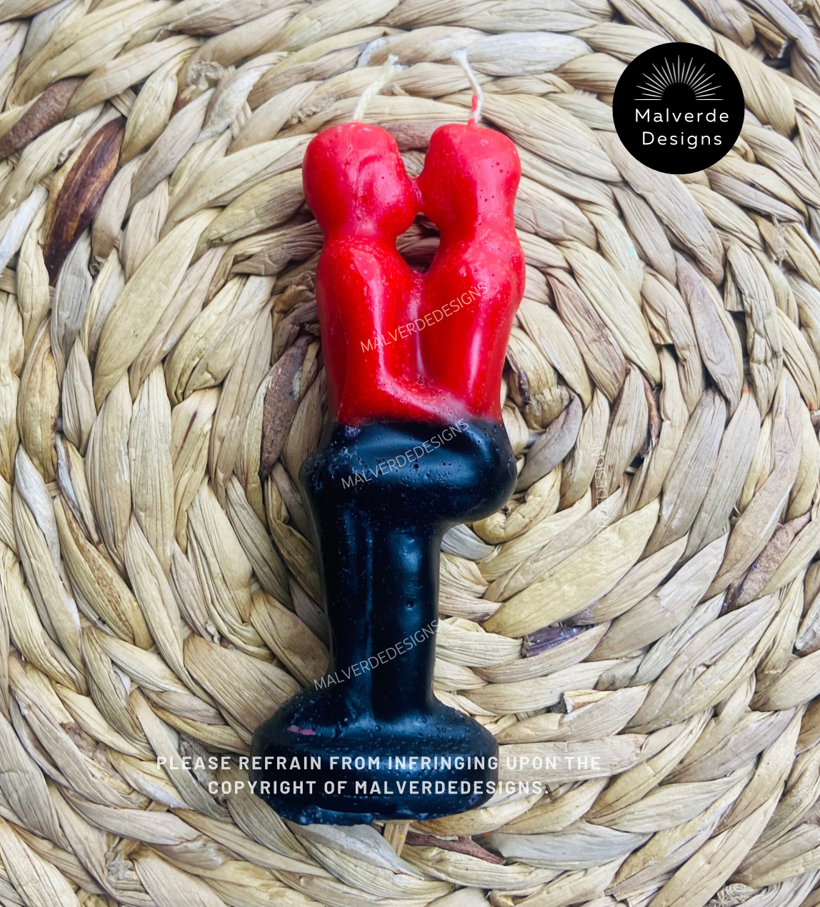 Reversible Couples Candle, Black & Red Bending Candle, Velas de Pareja Reversible, Negara y Rojo