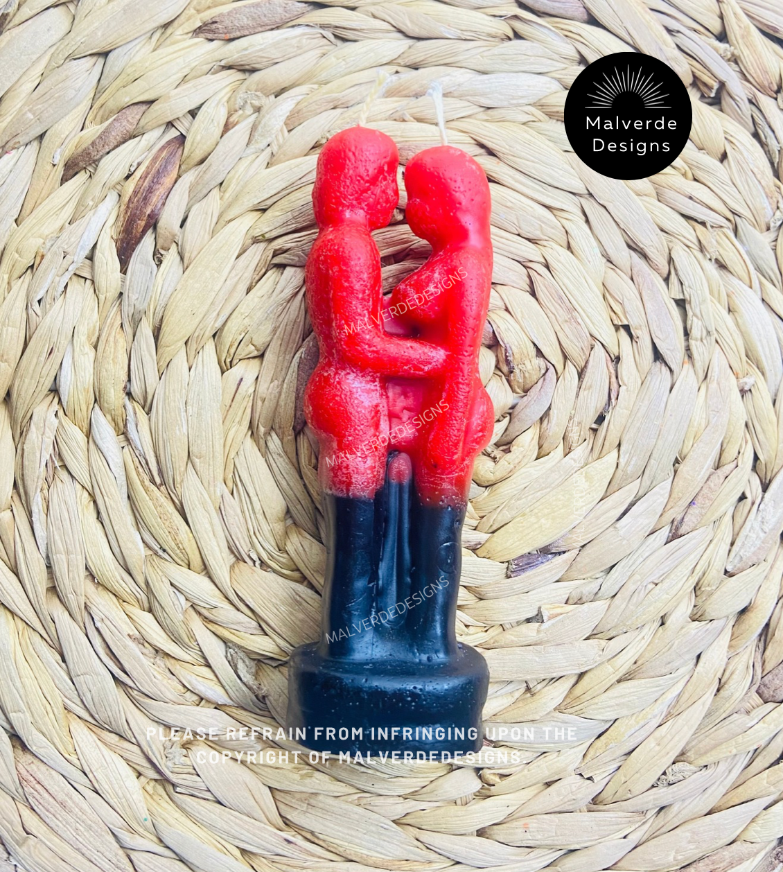 Reversible Couples Candle, Black & Red Bending Candle, Velas de Pareja Reversible, Negara y Rojo