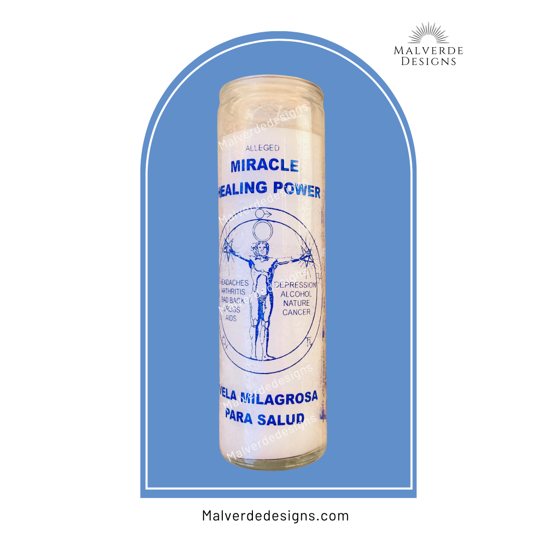Miracle Healing Health Glass Candle, Vela De Salud De Vidrio