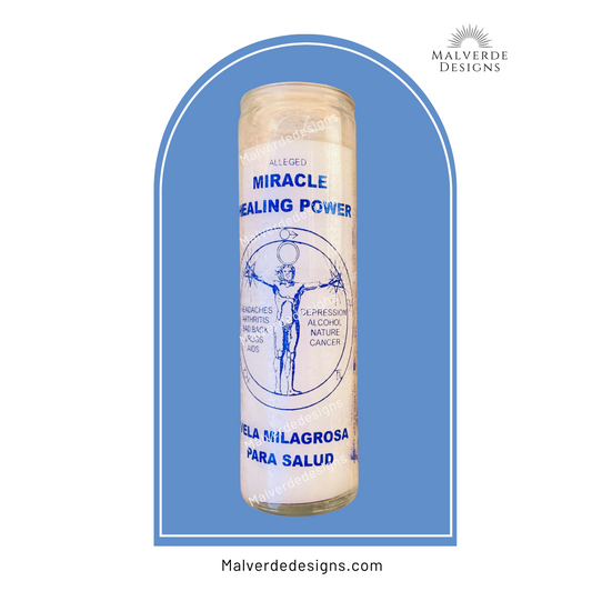 Miracle Healing Health Glass Candle, Vela De Salud De Vidrio