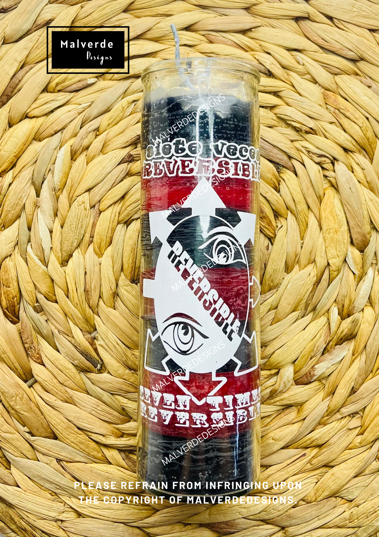 Seven Times Reversible Glass Candle, Cleansing Candle, Siete Veces Vela De Vidrio, Vela De Limpia