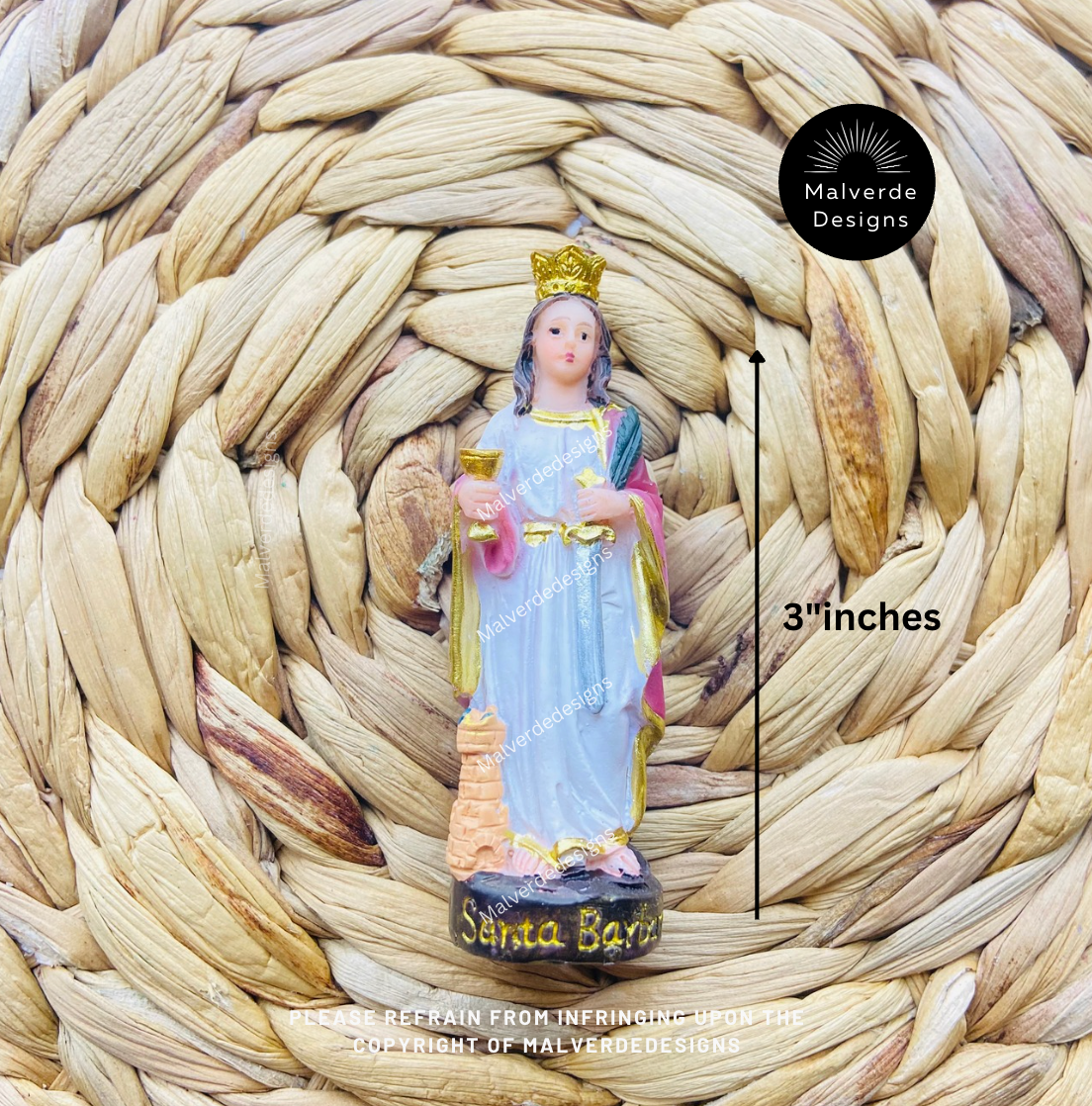 3 inch Santa Barbara Religious Statue, Santeria Yoruba Statue, 3'' pulgadas de Santa Barabara