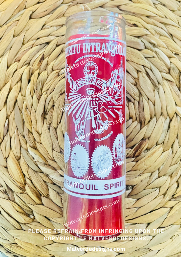 Intranquil Spirit Red Prayer Candle, Velas Espiritual de Intranquilo Rojo