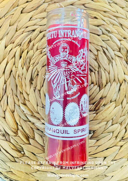 Intranquil Spirit Red Prayer Candle, Velas Espiritual de Intranquilo Rojo
