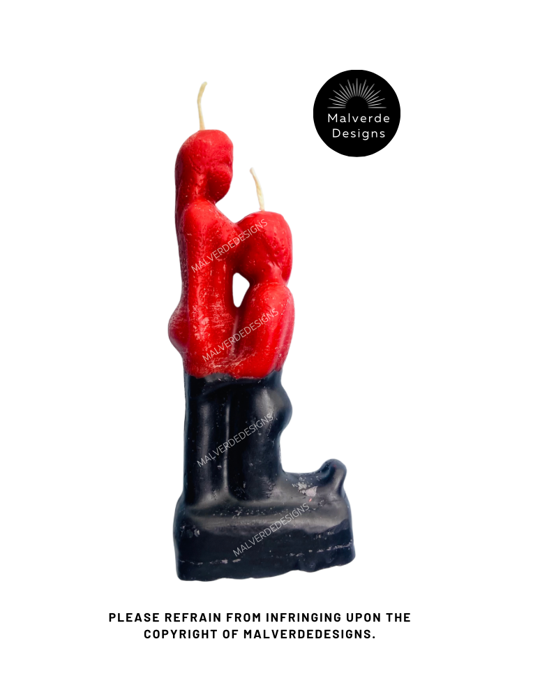 Reversible Couples Candle, Black & Red Bending Candle, Velas de Pareja Reversible, Negara y Rojo