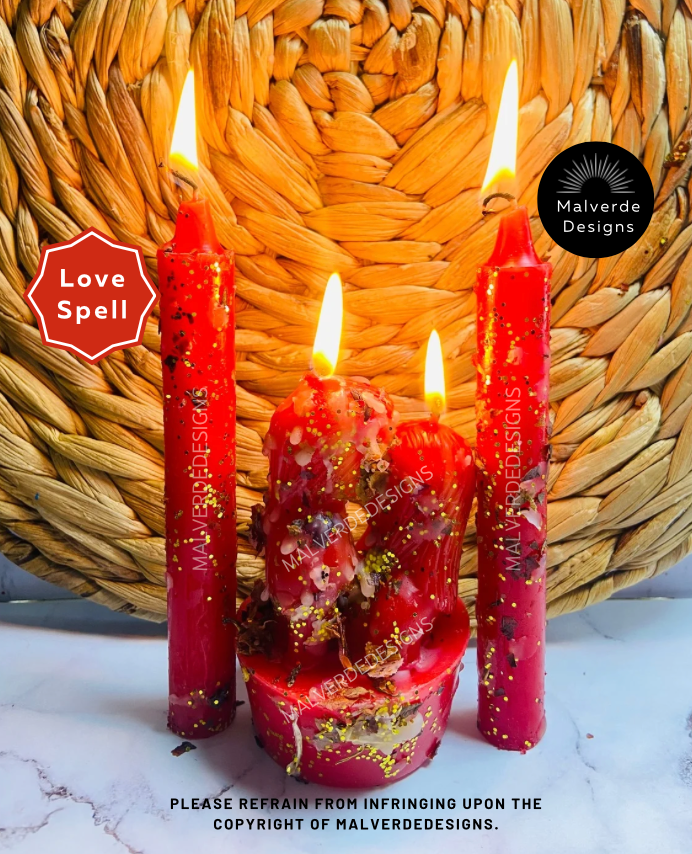 Love candles, couple candles set, love spell, Attraction, Think of me, Velas de amor, Juego de velas de pareja, Hechizo de amor, Atracción