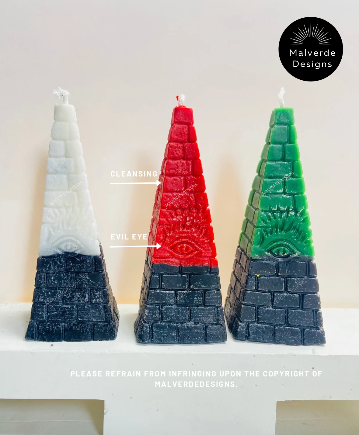 Evil Eye Reversible pyramids figure Candles, Figure Candles, Rituals, Velas Pirámides Del Mal De Ojo Reversibles, Velas de Rituales
