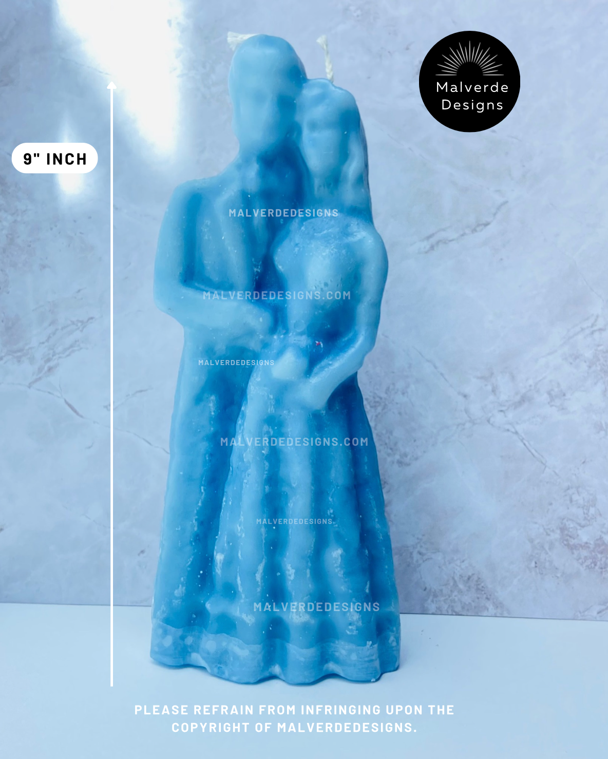 9" inch Blue Marriage Image Ritual Candle, Love Spell candle, 9" pulgadas Azul Vela ritual de imagen para el matrimonio, vela para hechizos de amor