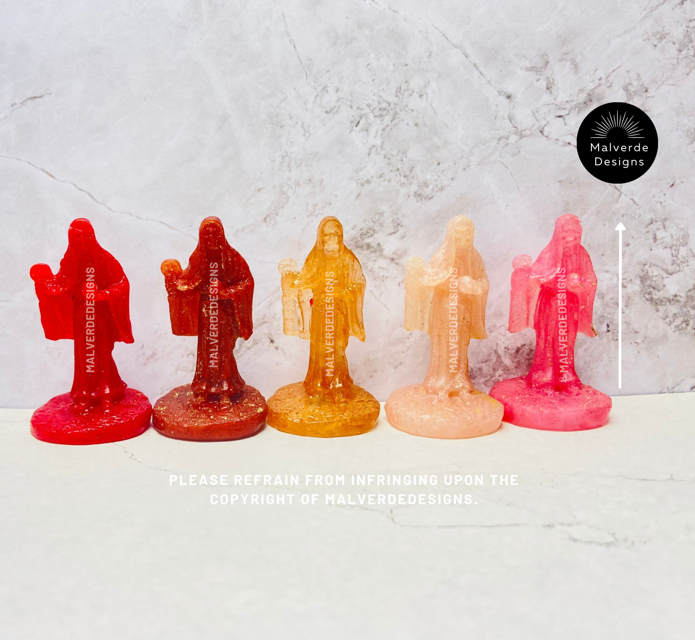 Statue de protection de la Sainte Mort, 2" 3/8 pouces, Estatua de la Santa Muerte 2" 3/8 pulgadas, Estatua de protección