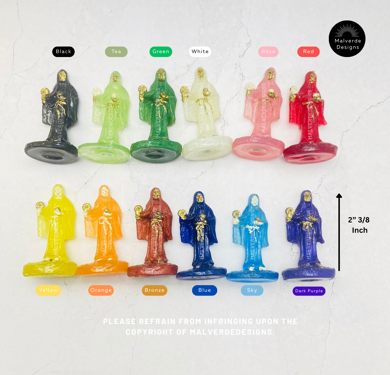 Statuette de protection Sainte Mort 2" 3/8 pouces, Statuette de protection Sainte Mort