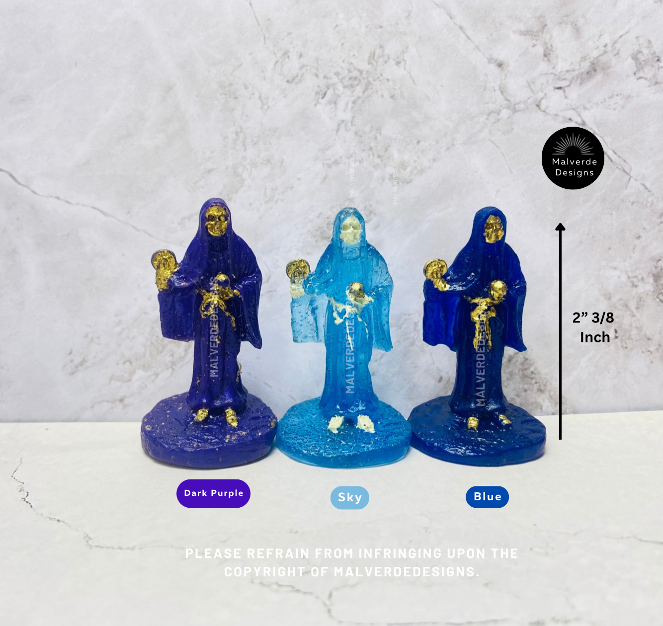 Statuette de protection Sainte Mort 2" 3/8 pouces, Statuette de protection Sainte Mort
