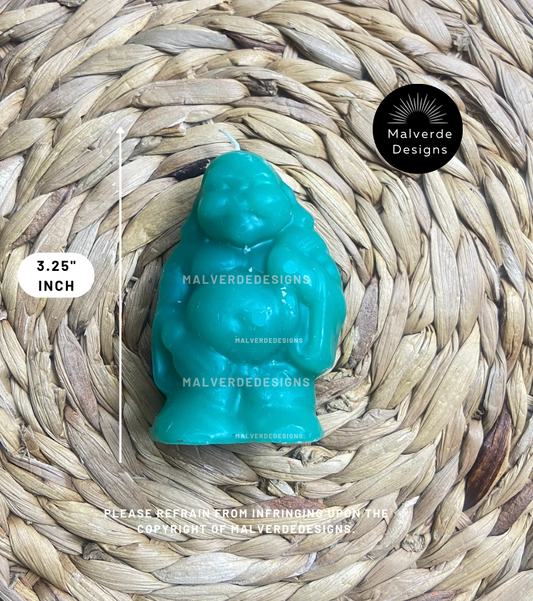 Green Buddha Figure Candle 3.25" Inch, Success and Abundance, Fortune and Luck candle, Vela Buda Verde de Figura de 3.25 pulgadas, Éxito y Abundancia