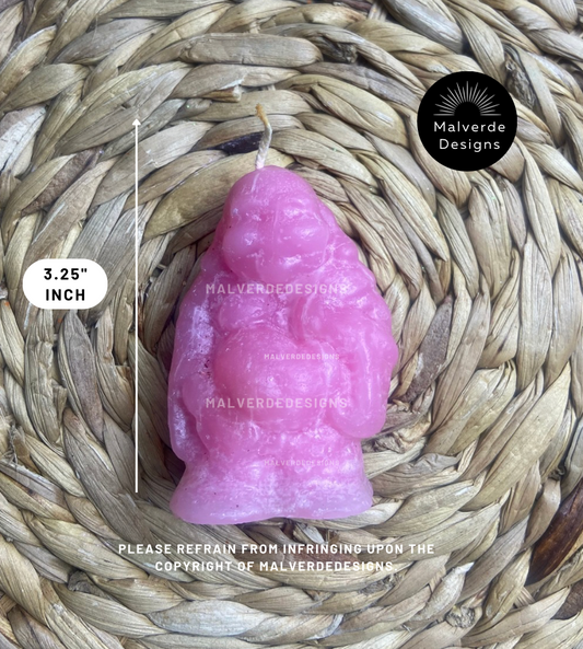 Pink Buddha Figure Candle 3.25" Inch, Success and Abundance, Fortune and Luck candle, Vela Buda Rosita de Figura de 3.25 pulgadas, Éxito y Abundancia