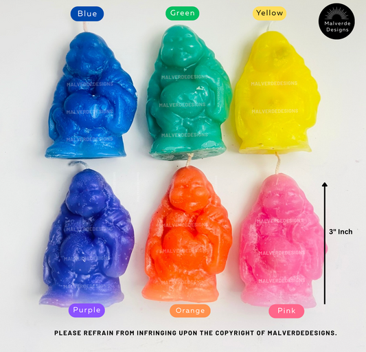 Buddha Figure Candle 3.25" Inch, Success and Abundance, Fortune and Luck candle, Vela de Buda de Figura de 3.25 pulgadas, Éxito y Abundancia