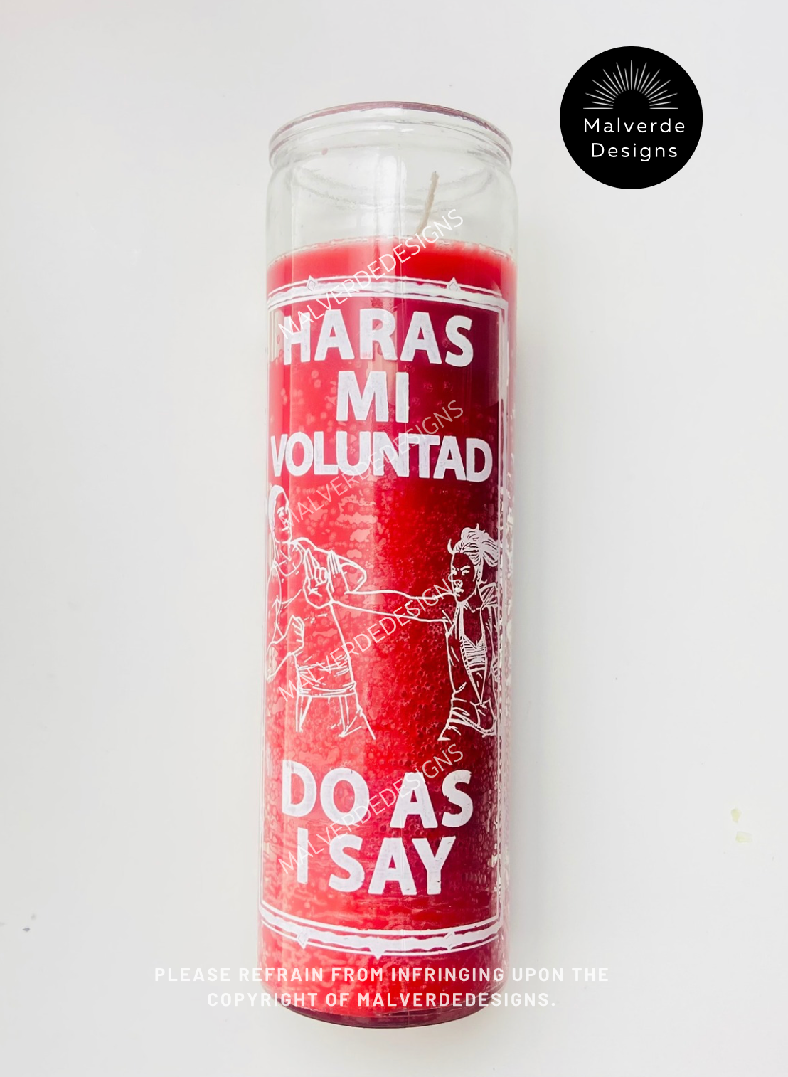 Do As I Say Red Love Glass Candle, Vela de Amor Rojo de Vidrio Haras Mi Voluntad, Love Spell, Hechizo de Amor