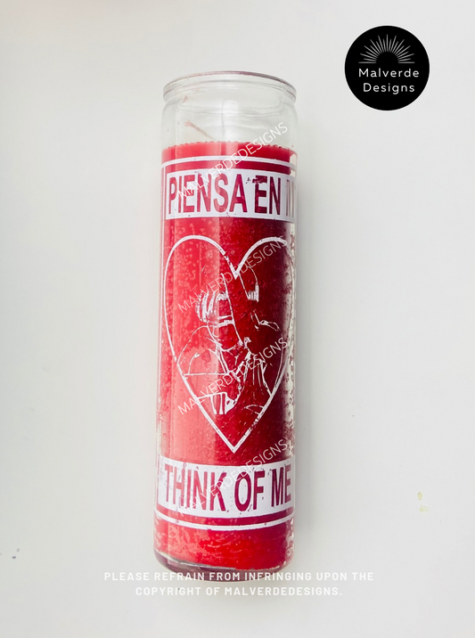 Think of Me Red Love Glass Candle, Vela de Amor Rojo Piensa En Mi, Love Spell, Hechizo de Amor