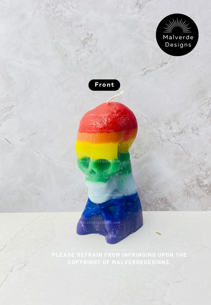 Chakra Skull Candle, Aura and Healing Candle, Vela de calavera de los chakras, Vela para el aura y la sanación