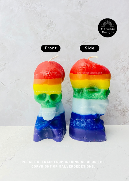 Chakra Skull Candle, Aura and Healing Candle, Vela de calavera de los chakras, Vela para el aura y la sanación