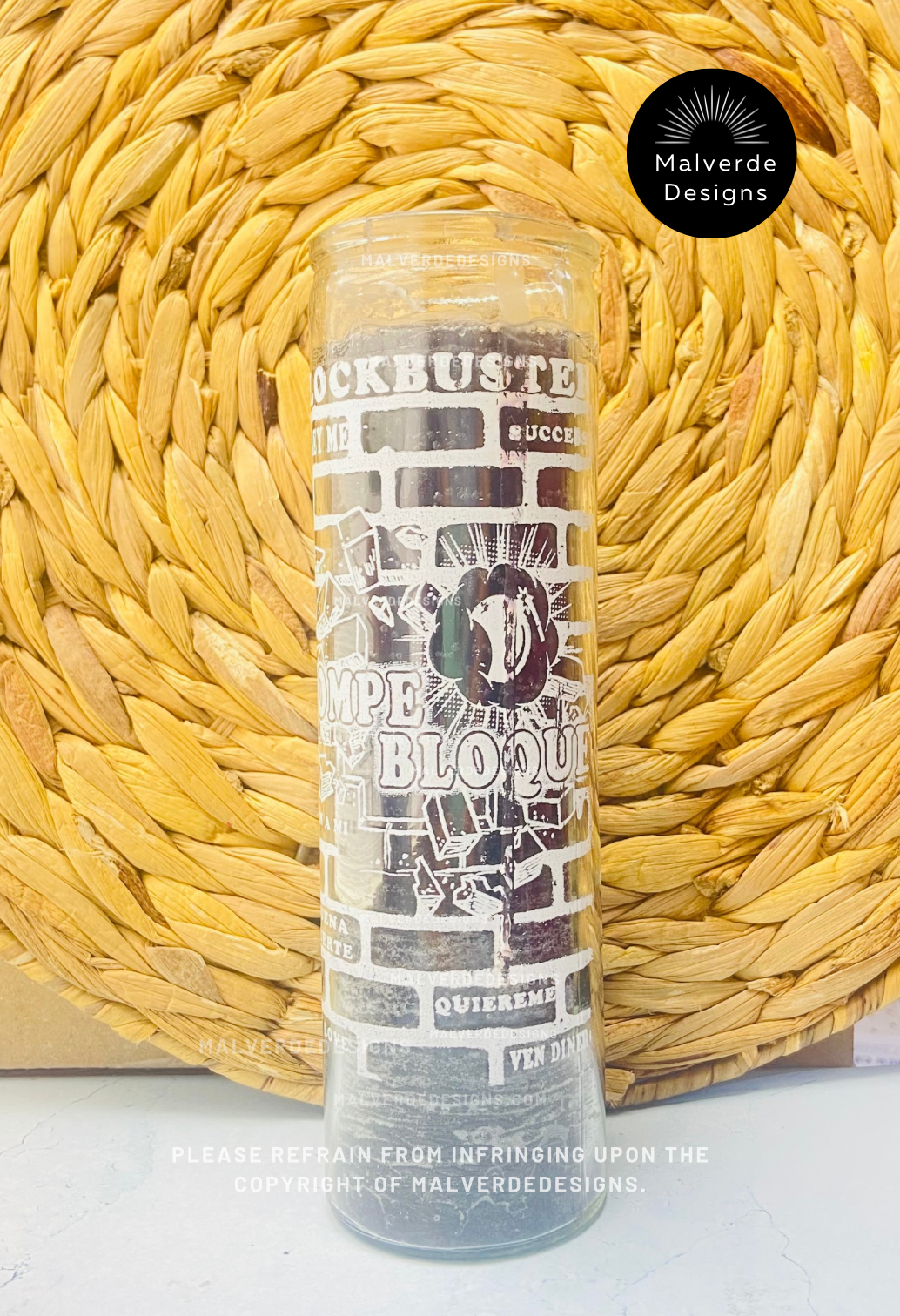 Stay at Home Glass Candle, Love Candle, Vela de Vidrio Quédate en Casa, Vela de Amor