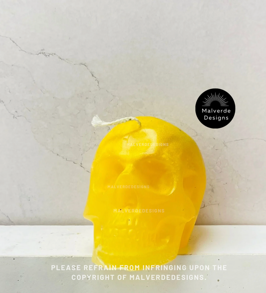 Yellow Skull Candle, Skull Candles, Vela de calavera Amarillo, Velas de Calavera